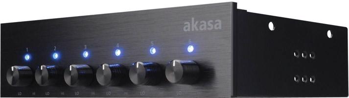 AKASA 6 csatornás Ventilátor fordulatszabályozó  AK-FC-08BK 5.25"-rack