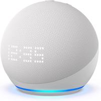 Amazon Echo Dot (5th Gen) with Clock Glacier White
