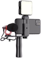 Apexel video rig mikrofonnal és led fénnyel