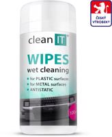 CLEAN IT Tisztítókendők, nedves, műanyagra, 100 db