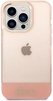 Guess PC/TPU Camera Outline Translucent Hátlap tok az iPhone 14 Pro Max készülékhez - rózsaszín