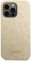 Guess PC/TPU Glitter Flakes Metal Logo Hátlap tok az iPhone 14 Pro Max készülékhez - arany