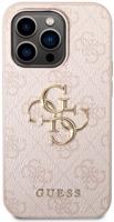 Guess PU 4G Metal Logo Hátlap tok az iPhone 14 Pro Max készülékhez - rózsaszín