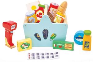 Le Toy Van Bevásárló kosár élelmiszerekkel és vonalkódolvasóval
