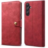 Lenuo Samsung Galaxy A34 5G piros bőr flip tok