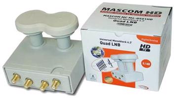 LNB Mascom Monoblock Quad MCM4QS01HD Gold 4.3°