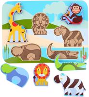 Lucy & Leo 224 Állatkák a szafariból - fa formaillesztő puzzle, 7 részes