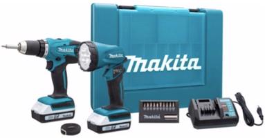 Makita DF457DWLX 18V, 2x1,5Ah + lámpa + 11 db-os bit készlet