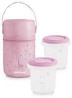 MINILAND Hőszigetelő tok + étkezési csészék Rózsaszín 2 db