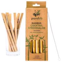 PANDOO Rövid bambusz koktél szívószál tisztító kefével, 12 db-os készlet