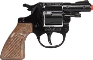 Rendőrségi revolver, fém, fekete, 8 töltényes