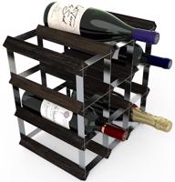 RTA bortartó állvány 12 borosüvegnek, fekete kőris - horganyzott acél / lapra szerelve