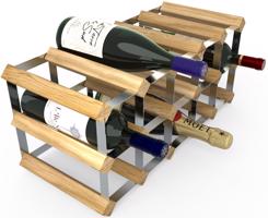 RTA bortartó állvány 15 borosüvegnek, világos tölgyfa - horganyzott acél / lapra szerelve