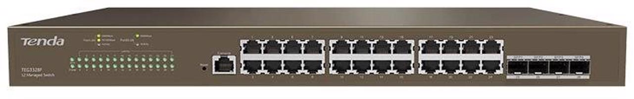Tenda TEG3328F - Gigabit L2 switch 24x RJ45 + 4x SFP ports, VLAN, Smart QoS, STP/RSTP/MSTP, DHCP Sno