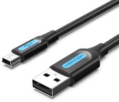 Vention Mini USB (M) to USB 2.0 (M) Cable 0.25m Black PVC Type
