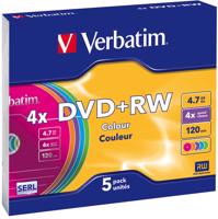 Verbatim DVD + RW 4x, SZÍNEK 5 db egy dobozban SLIM
