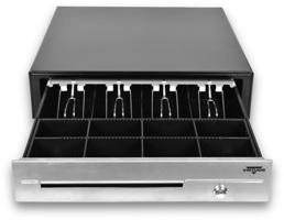 Virtuos pénztárgépfiók C430D kábellel, fém konzolokkal, rozsdamentes acél panel, 9-24V, fekete színű